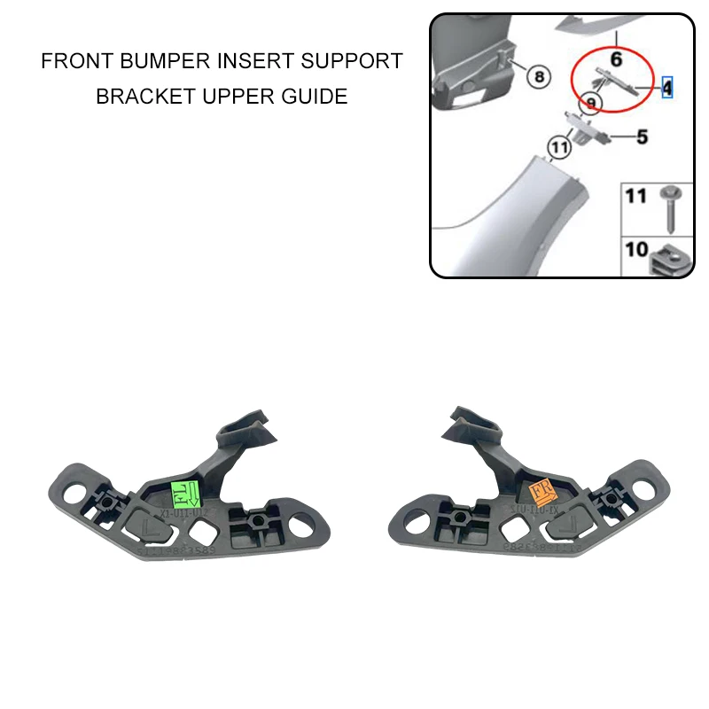 Front Bumper Bracket Set For 2017-2022 BMW X1 F48 | Driver & Passenger Side Pair | Evan-Fischer Replacement