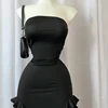 Robe Maxi d'été pour femmes, Vintage, élégante, noire, mode, sans manches, Slim, dos nu, pompon irrégulier, robes de soirée, Robe de rue, 2024