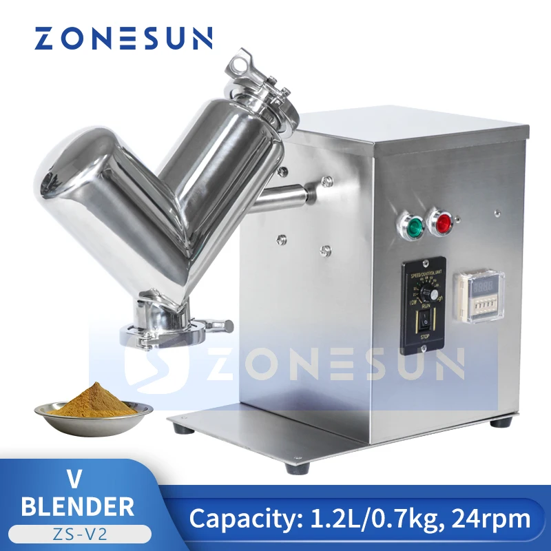 

ZONESUN Powder Mixing Machine Stainless Dry Powder Mixer Blender For Pills Candy Tablet Vitamin House Blending Machine ZS-V2