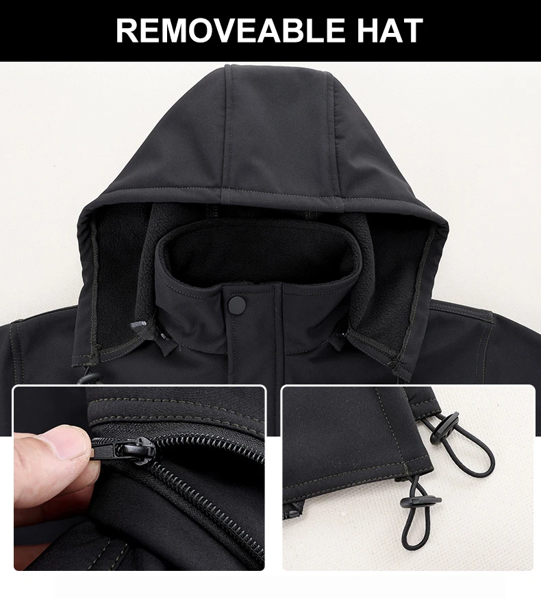 Description Picture 6 of itemCHRLCK Men's Winter Waterproof Hiking Jackets Pants Tactical Windproof SoftShell 2 Sets Fishing Camping Climbing Coats Fleece