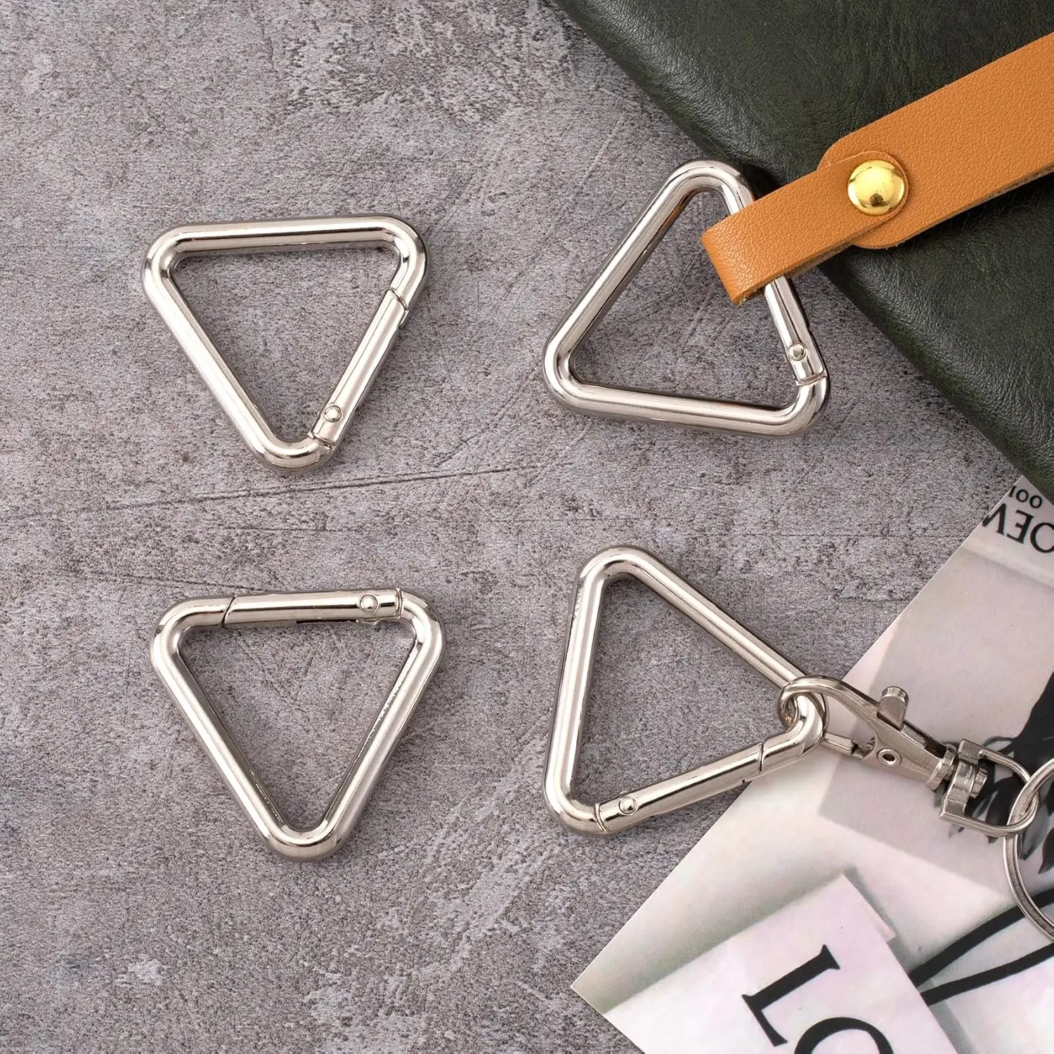5pcs Triangle Key Ring, Spring Snap Clip Hook Trigger Keychain Kettle Buckle for Bags Purses