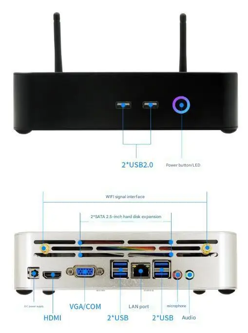 6/7/8/9th i3/i5 6100 7100 9400 Intel Core CPU Aluminum alloy MINI BOX PC portable office home game small Computer wall-mounted 3