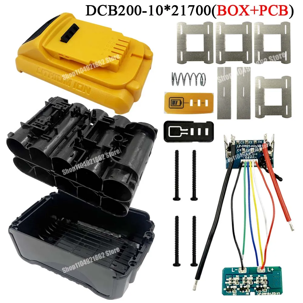 Elektrowerkzeug Li-Ion Akku Fall Box Schutz Platine PCB für Dewalt 18V 20V DCB200 10*21700 Li-Ion Akku Shell Gehäuse – Detail 1