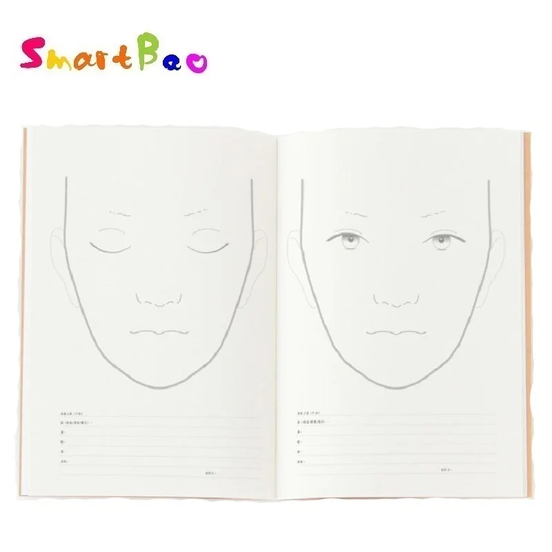 Plantillas faciales A4 para maquillaje, belleza, arte de gráfico facial, 30  hojas de papel