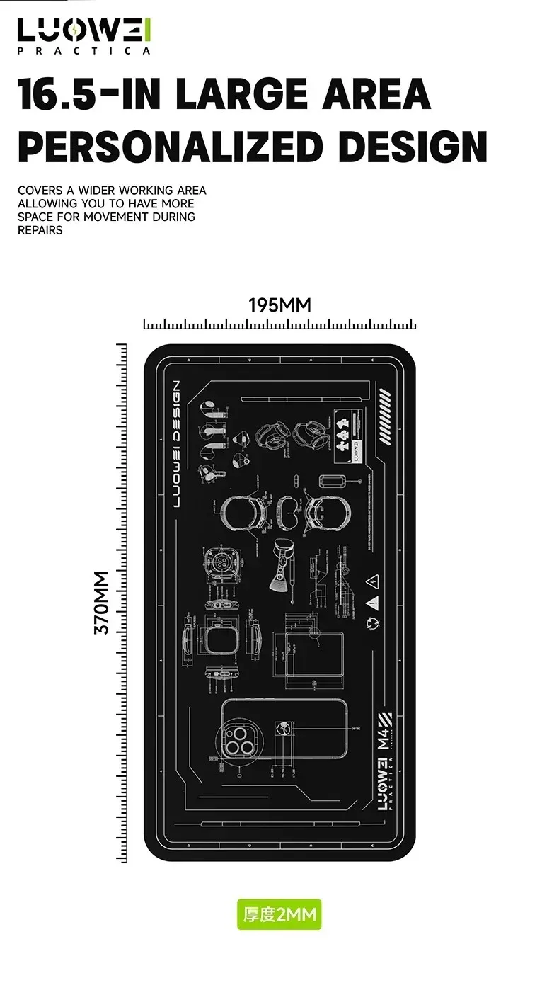 LUOWEI LW-M4 16,5-Zoll Multifunktionales Reparaturpad 500 ° C Hochtemperaturbeständige Motherboard-Schweiß- und Entlöt-Reparaturwerkzeuge – Detail 6