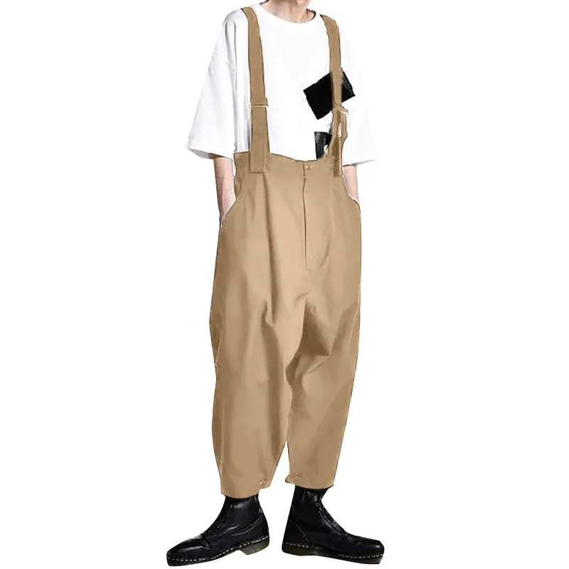 Description Picture 3 of item2024 Men Jumpsuits Solid Color High Waist Pants Streetwear Casual Male Suspender Rompers Loose Fashion Straps Overalls INCERUN