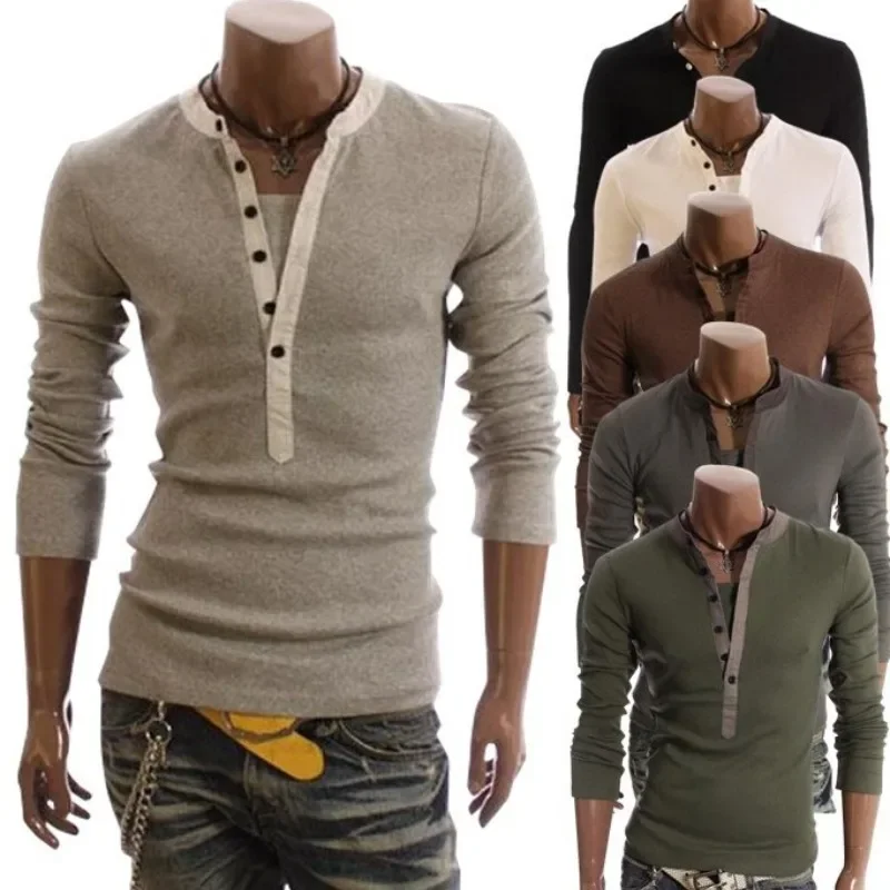 

2023 Spring Fashion New Men's Long Sleeve T-shirt Comfortable Fashion Casual Fake Two Piece Long Sleeve T-shirts