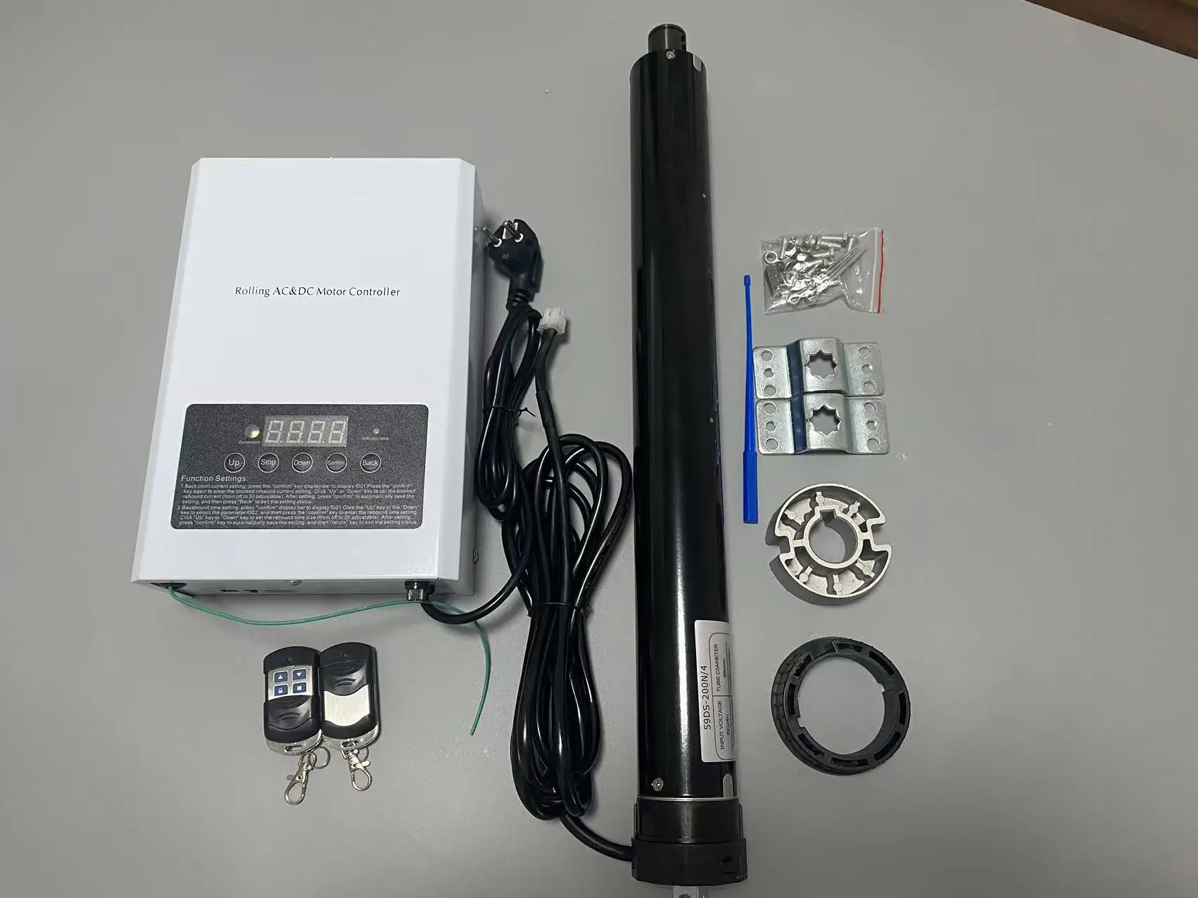 24v 컨트롤러가 장착된 고토크 59mm 200N.m DC 관형 셔터 모터