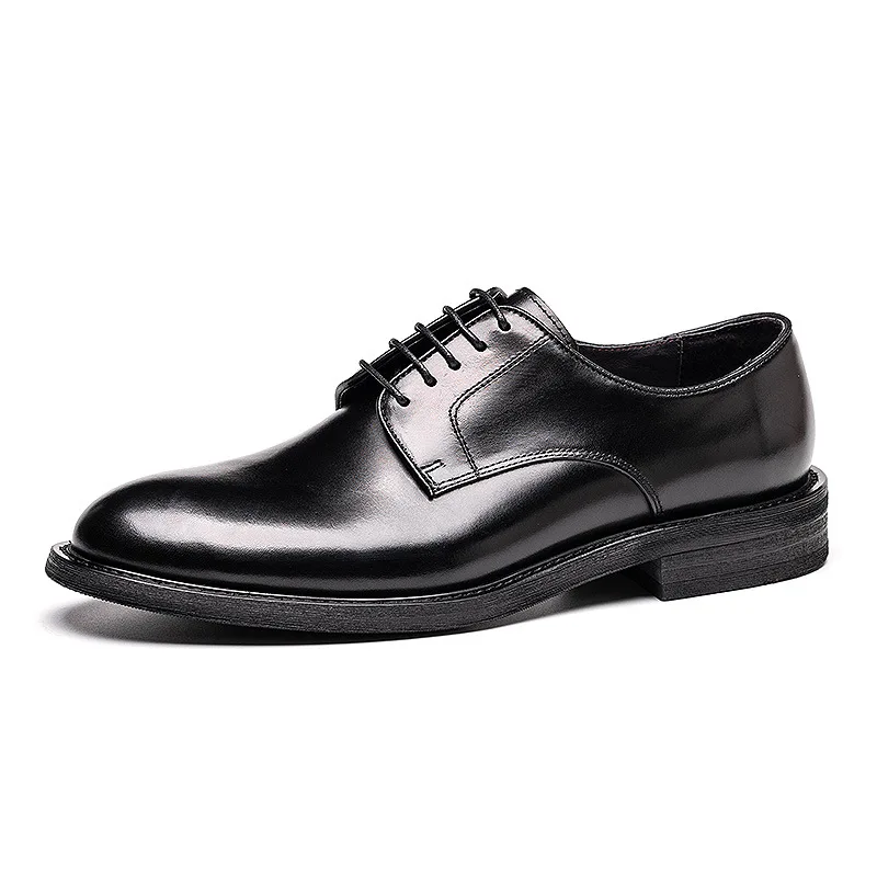 

Retro Genuine Leather Men's Formal Shoes Luxury Quality Handmade British Style Comfortbale Elegant Black Wedding Derby Shoes