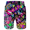 Cartoon Music Colorful Graffiti Beach Shorts Men 3d Print Swim Trunks Summer Surf Board Shorts 80s 90s Street Short Pants 1