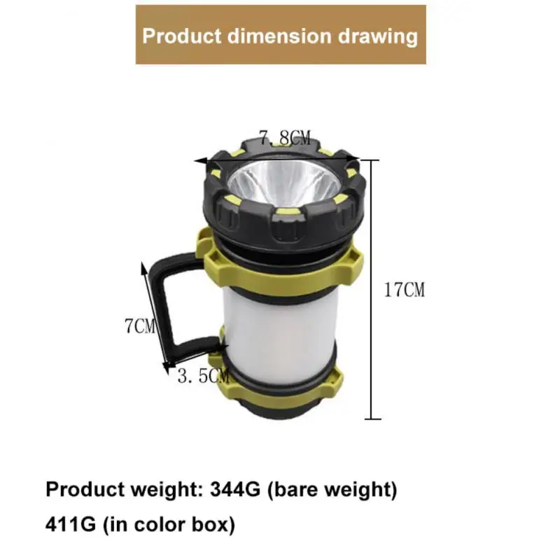 

Outdoor Searchlight Waterproof Camping Lamp Tpe Adventure Flashlight Camping Equipment Car Light Durable Riding Hand Lamp Abs