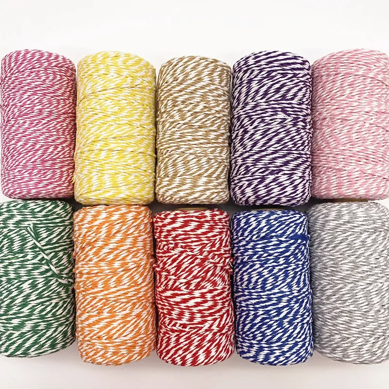 Double Colour Cotton Cord 10Yard 2mm Home Decoration Handmade Christmas Gift Wrapping Craft DIY Gift Wrapping cotton rope