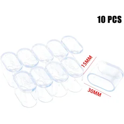 Durable Oval Chair Leg Floor Protectors - Pack of 10 Rubber Caps for Outdoor and Office Furniture (Transparent 15x30mm)