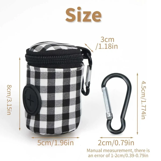 Pet waste bag Checkered pattern Fashionable Easy to carry when going out Waste bag for dog feces Outdoor litter collection bag 2