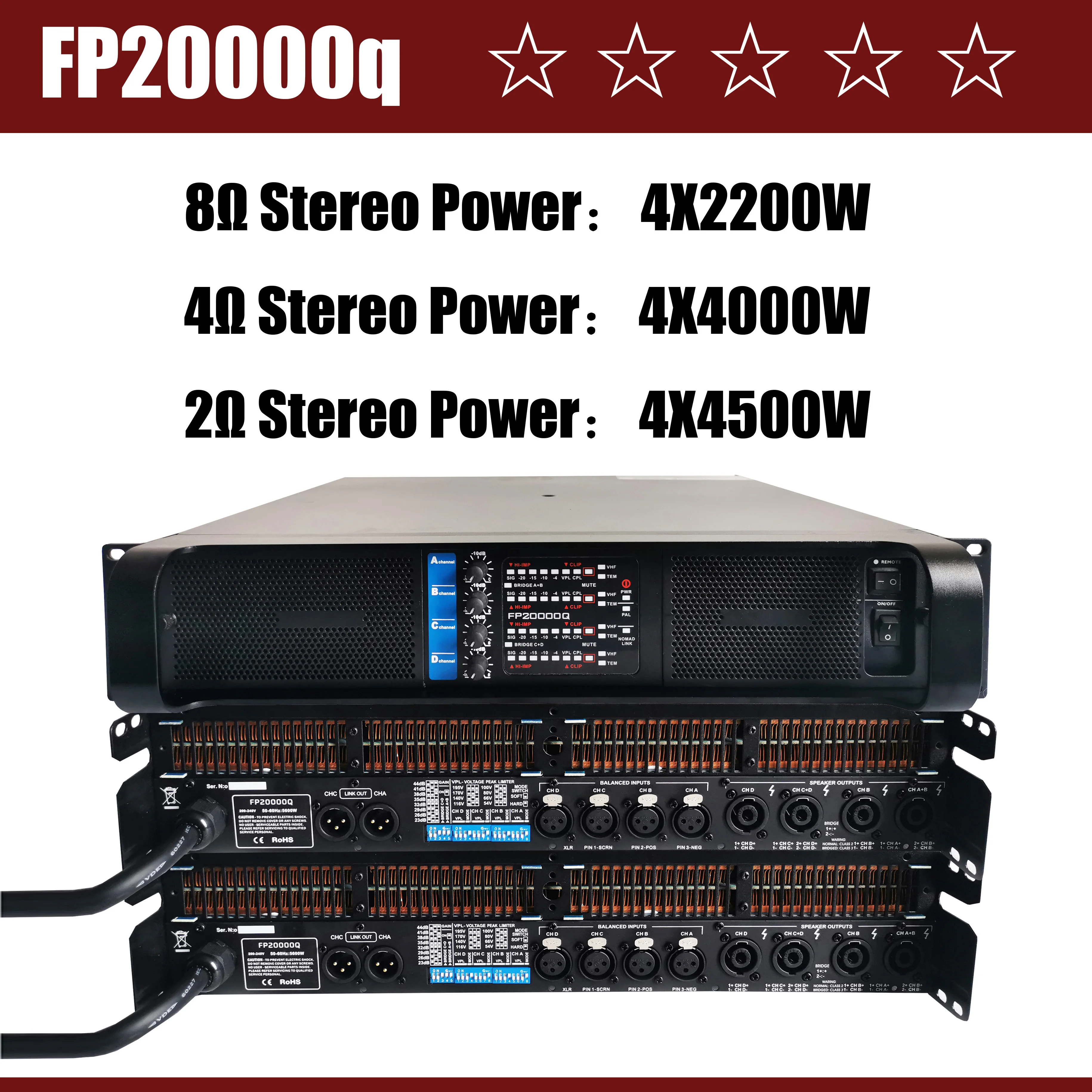 LCZAUDIOFP20000QProfessionalPowerAmplifier4X2200WClassDFP