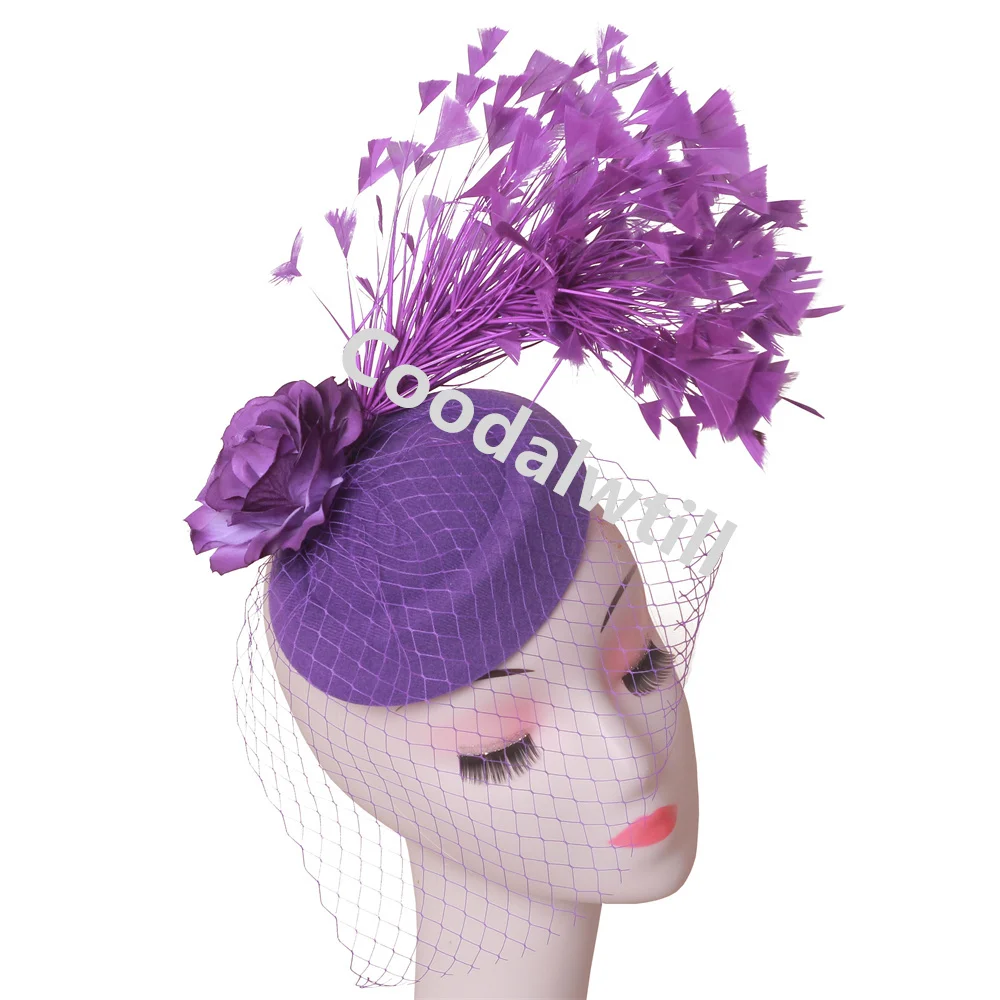 Schleier Blume Fascinator Hut Haarspange Damen Kentucky Derby Ascot Festival Kostüm Party Show Mädchen Kopfbedeckung Frauen Pillbox Cap – Detail 11