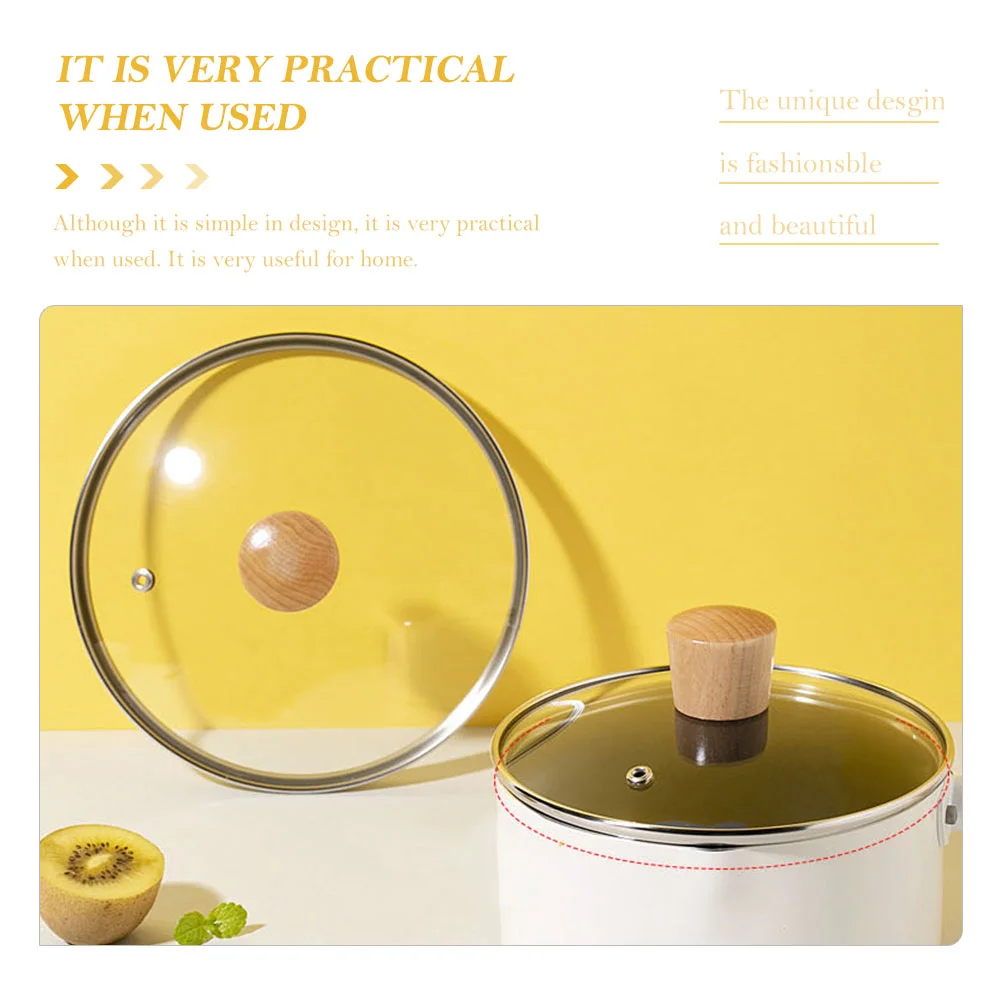18Pcs Pot Cover Tempered Glass Pan Lid Cookware Parts Wood Knob Kitchen Utensil Sturdy High Temperature Resistance