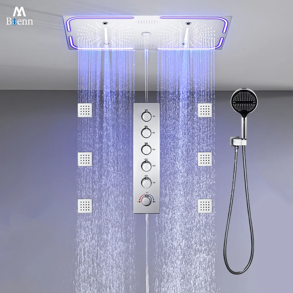 ชุดฝักบัวอาบน้ำสีดำคุณภาพสูง M Boenn ระบบอัจฉริยะ พร้อมไฟ LED หัวฝักบัวมีลำโพงในตัว ปรับอุณหภูมิได้ น้ำไหลแรง 1