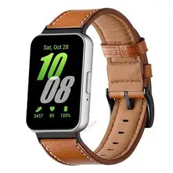 Adjustable Casual Leather Smartwatch Band - Quick Fit Strap - Galaxy Fit 3 (Bronw - B)