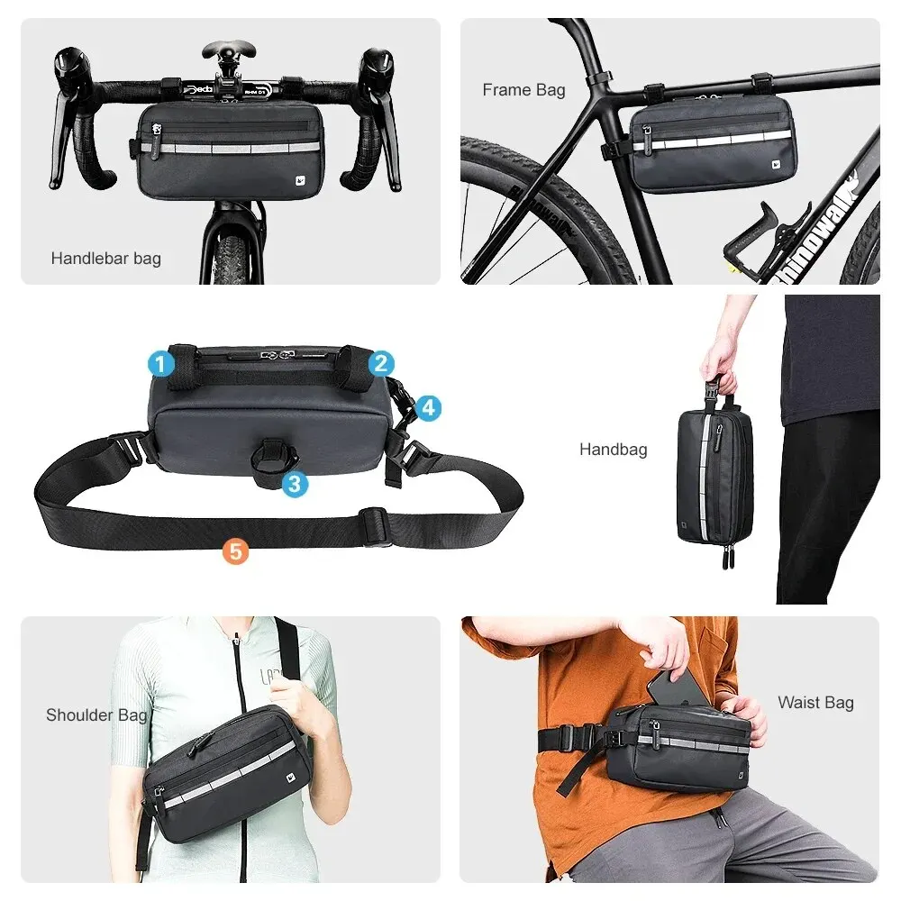 Bike Bag Bicycle Bag Bike Accessory Bike Storage Box Tools Storage Bag Rhinowalk Bicycle Handlebar Bag 3L Big Capacity Water-Repellent Multifunctional Shoulder/Waist/Frame Bag Storage Bike Cycling