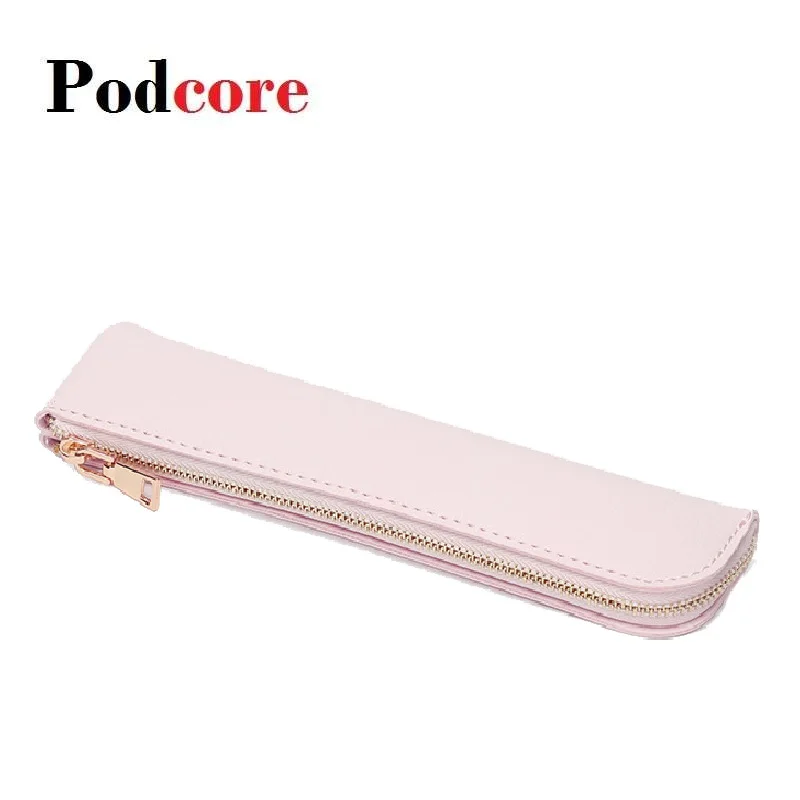 Compact Pencil Case Slim Pencil Pouch Leather Zipper Pen, Pencil