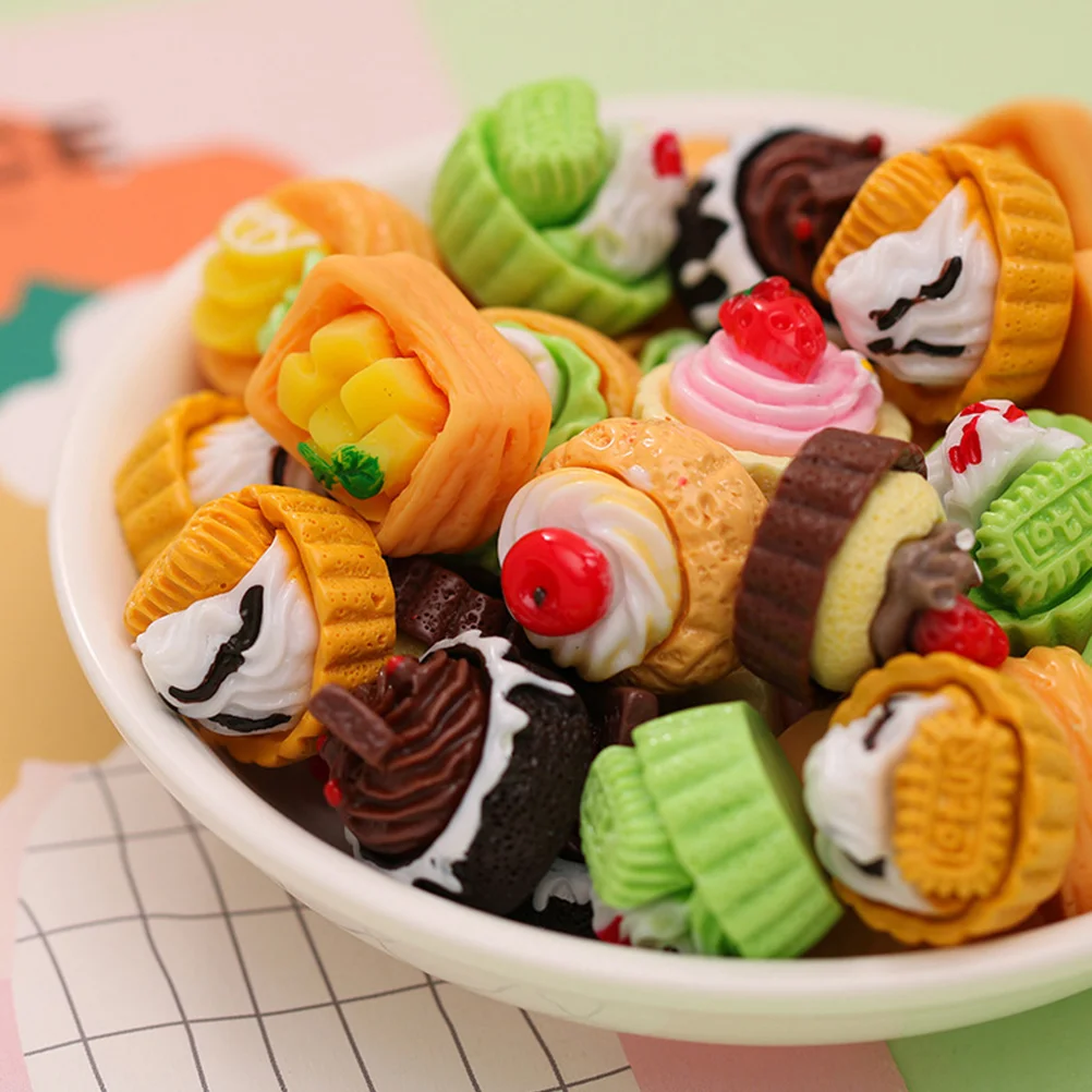 

Miniature Food Doll House Cake Models Trays Fake Dessert Mixed Style Toys Cakes Bread Desserts Snacks Resin Decors