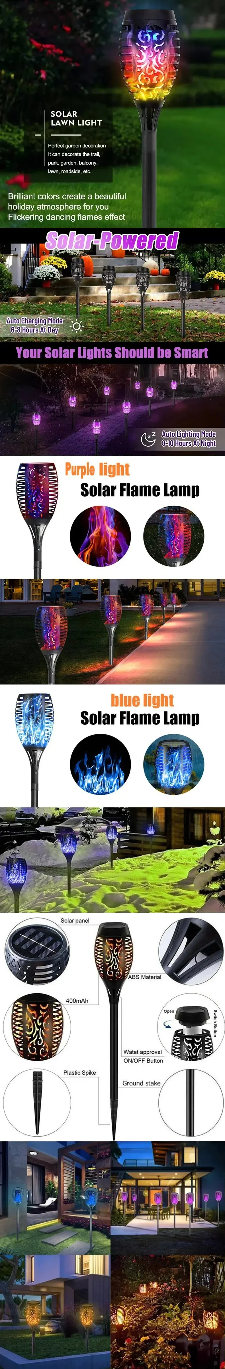 Description Picture 6 of itemLED Solar Lamp Garden Light Christmas Decor Santa Claus Lawn Lamps Candy Cane Outdoor Waterproof New Year Halloween for Pathway