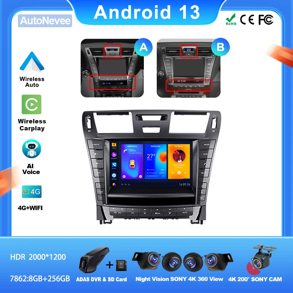 

Android For Lexus LS460 LS600H XF40 4 lV 2006 - 2012 Car Player Auto Radio Video Multimedia Navigation NO 2din DVD CPU HDR QLED