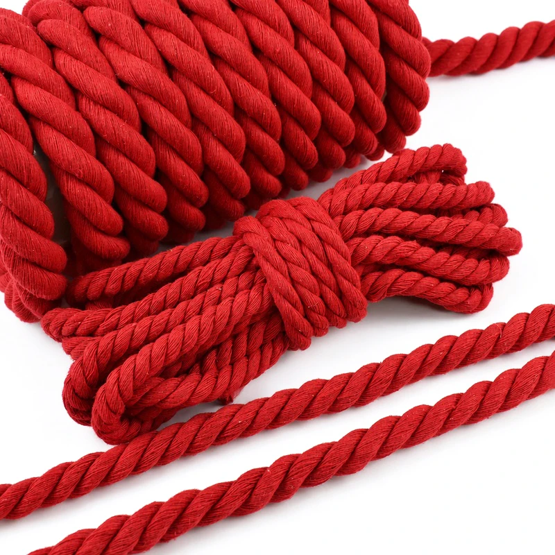 Red Braided Twisted Cotton Cord for DIY Crafts and Accessories – Multiple Lengths and Thickness Options