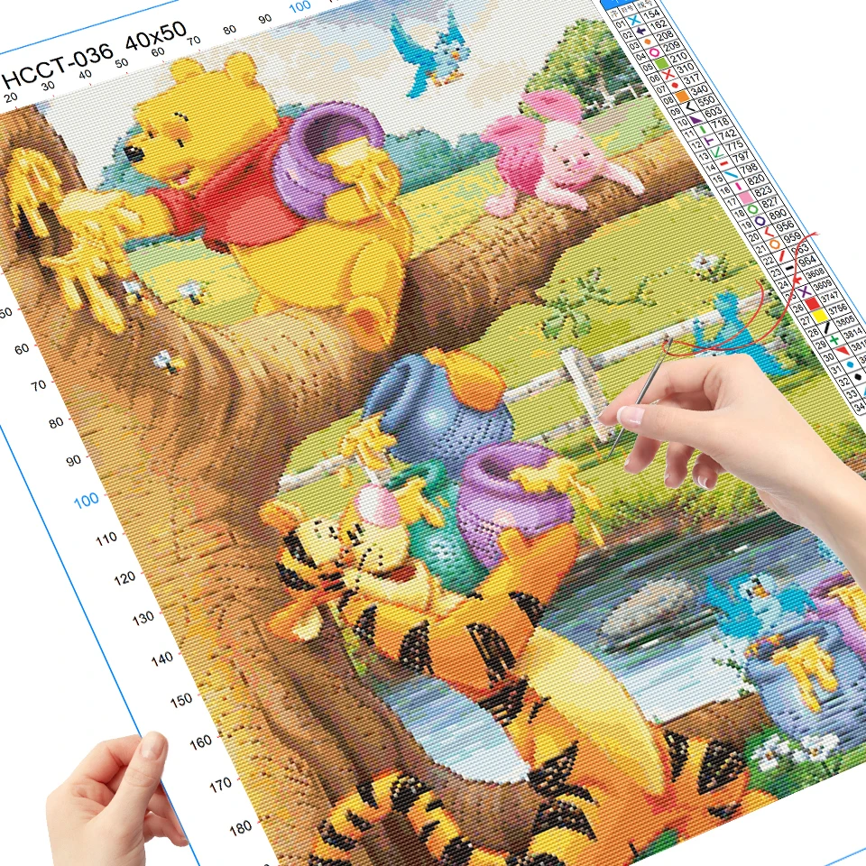 Cross Stitch Kit Disney DIY Winnie Bear Embroidery Supplies Tiger Cross Stitch Animal 2025 Cartoon Pig White Canvas Child Gift