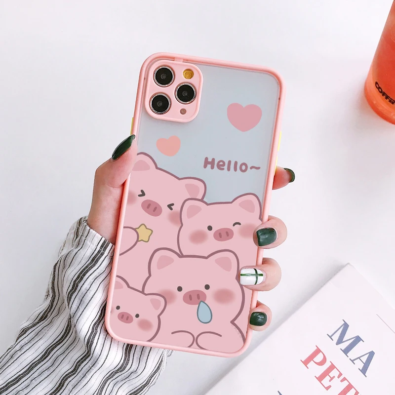 Adorable Pink Pig Cartoon Shockproof Phone Case - Durable and Stylish Back Cover
