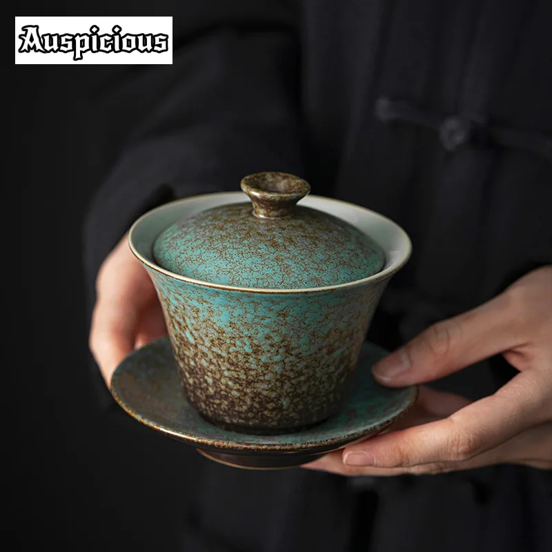 201ml Kiln Fambe Gaiwan Zen Sopera Ceramic Soupers with Lids Tea Tureen Household Tea Maker Cover Bowl Chinese Set Craft
