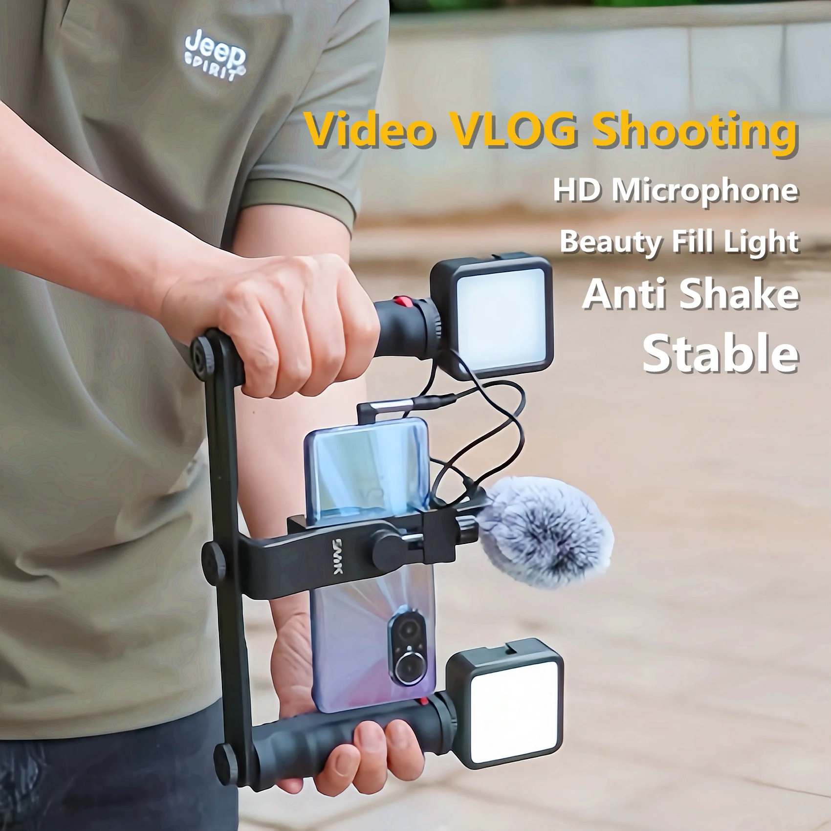 

SANYK Handheld Stabilizer Rotating Gimbal Bracket Cell Phone Rabbit Cage Microphone Bracket Fill Light Live Phone Frame