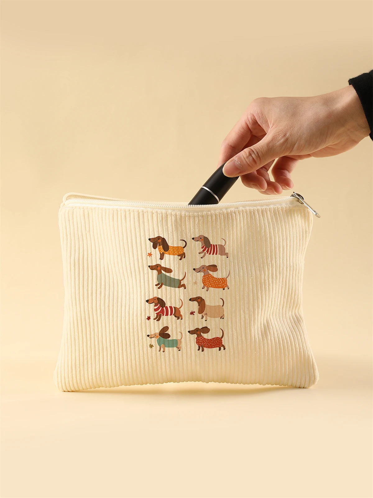 Corduroy Travel Cosmetic Bag Portable Makeup Storage Bag Purses Women Large Capacity Zipper Make Up Organizer Storage Clutch