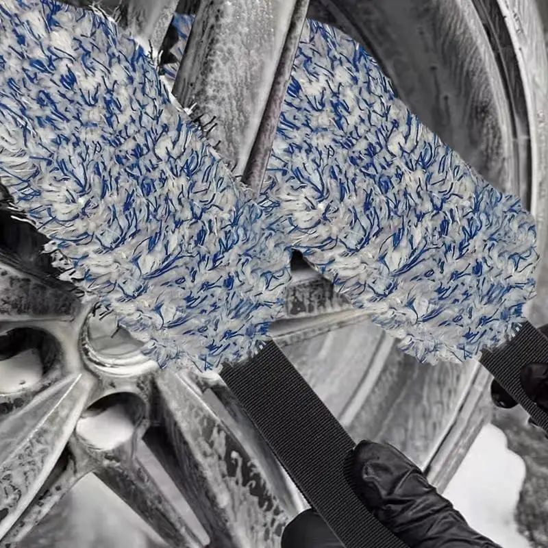 Auto Wheel Wash Towel Brush Car Double-sided Long Belt Cleaning Towel Microfiber Coral Plush Wheel Pull Belt Hub Detail Towel