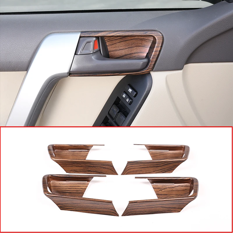 

4 pcs Car ABS Interior Door Bowl Cover Trim Accessories For Toyota Land Cruiser Prado FJ150 150 2014-2018 Pine Wood Grain