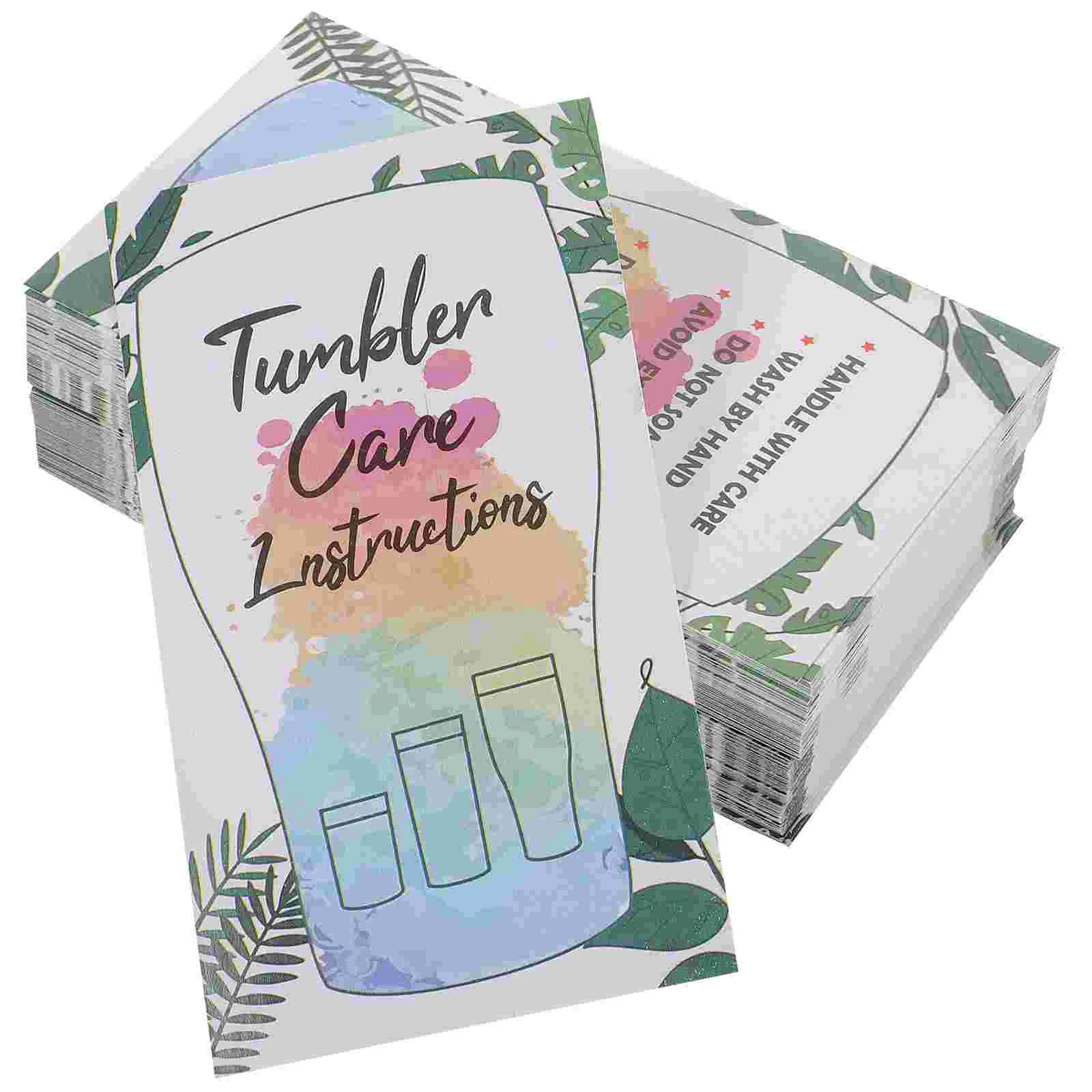 100 Sheets Glass Care Card Tumblers Cup Cards Instruction Instructions for Paper