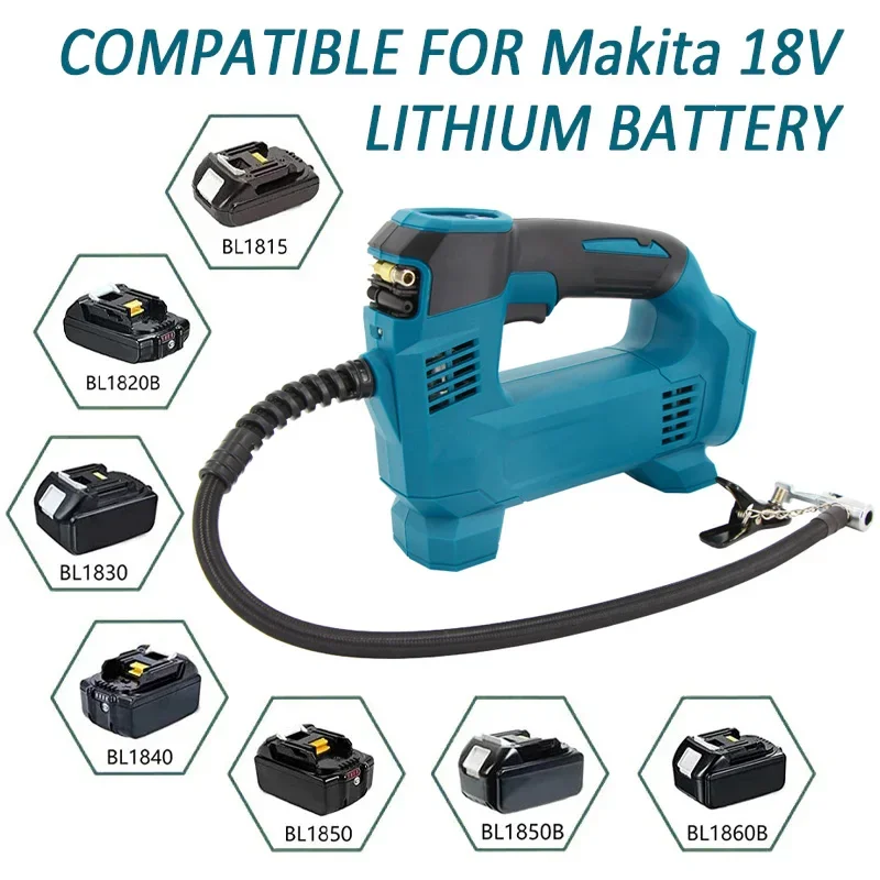 

Portable Electric Air Pump for Makita 18V Lithium Battery Cordless Air Inflator with LED Light for Tire Pumping/Ball Inflation