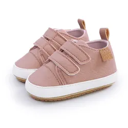 Classic Unisex PU Leather Toddler Shoes - Anti-Slip First Walker Moccasins - 13-18 months (Pink)