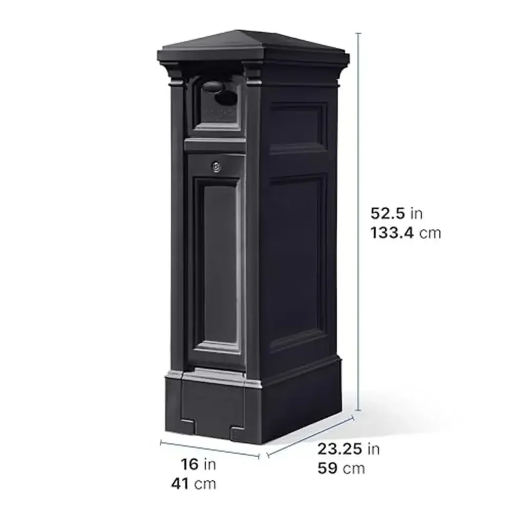 Atherton Reserve Storage Mailbox with Extra Space Mail and Packages Onyx Black Premium Design Weatherproof and Maintenance-Free