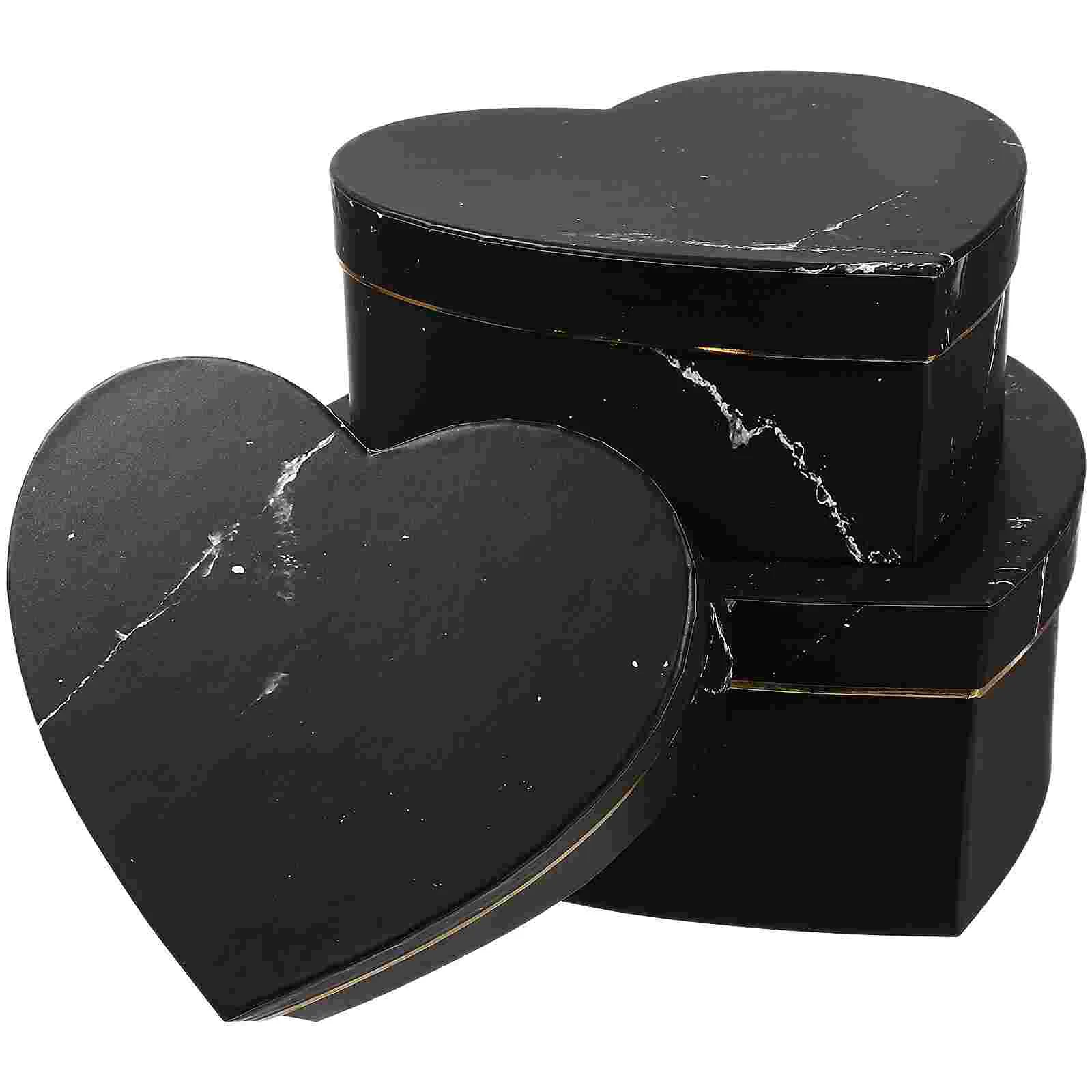 

Heart Boxes Flowers Heart Shaped Gift Box Valentines Day Cookie Box Packing Box Wedding Birthday Party Favors Black