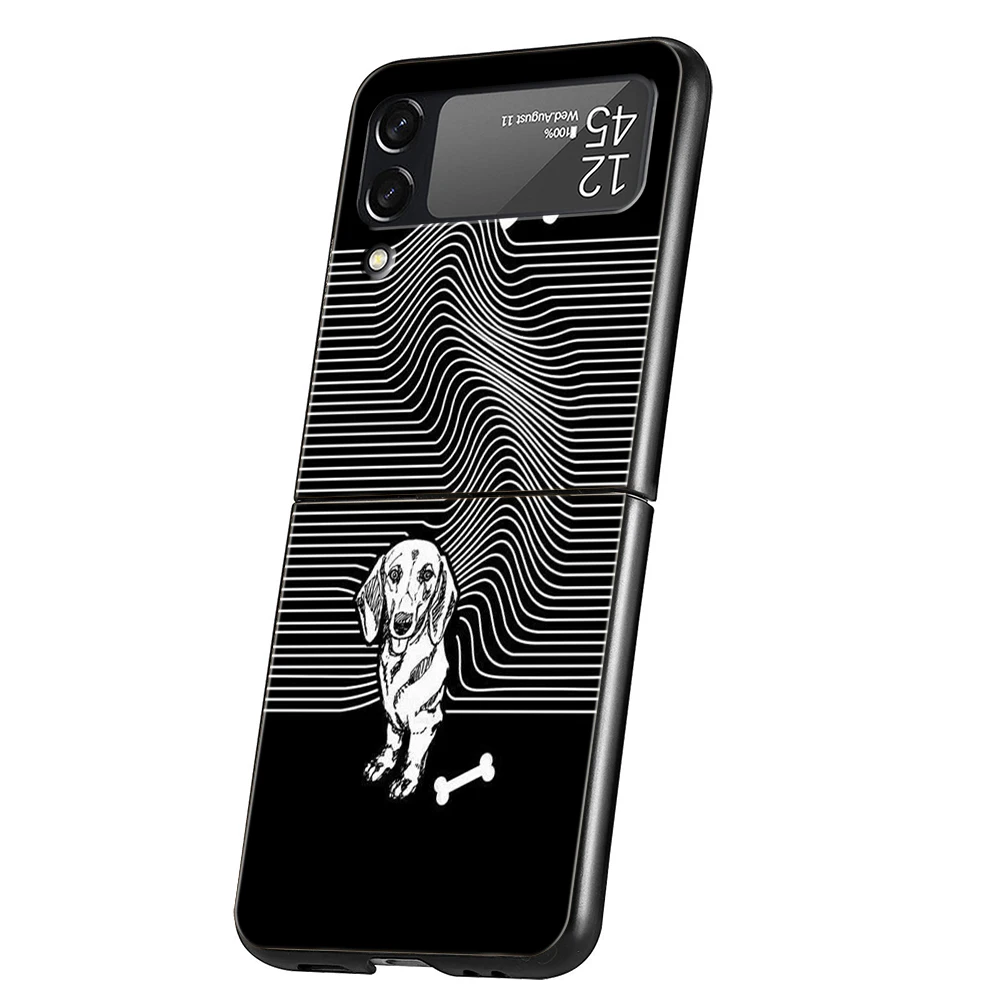 Harte PC-Handyhülle für Samsung Galaxy Z Flip 6/5/4, schwarze Abdeckung für Galaxy Z Flip 3, faltbare, stoßfeste Tasche, Dackel, Wursthund – Detail 6