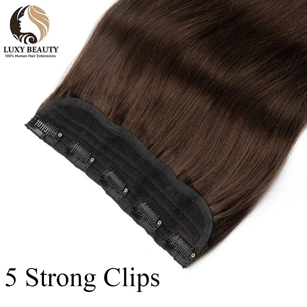 Blonde Clip In One Piece Human Hair Extensions Brown Remy Human Hair Weft Clip In Natural Silk Straight Hairpiece For Women
