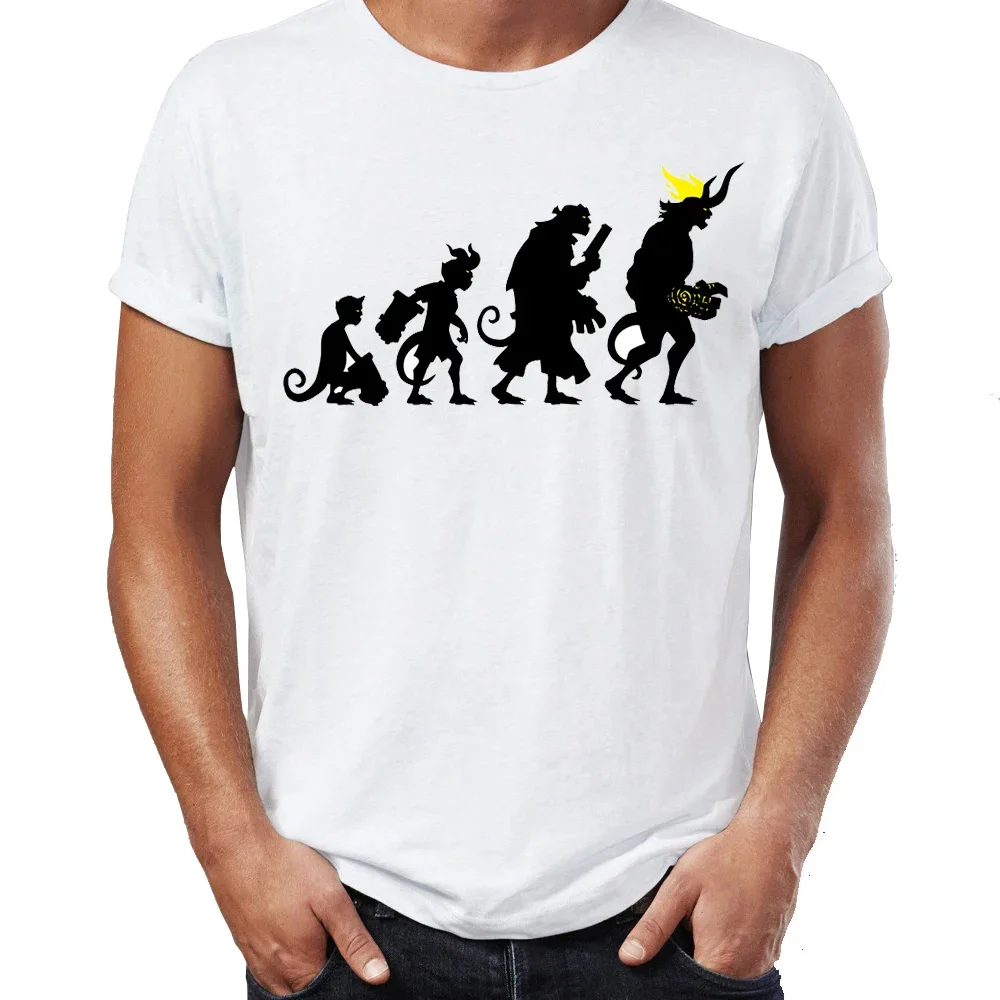 

Футболка Молодежная, топы, модная мужская футболка в стиле Харадзюку, футболка с рисунком эволюции хеллбоя и искусства, уличная одежда с графическим принтом