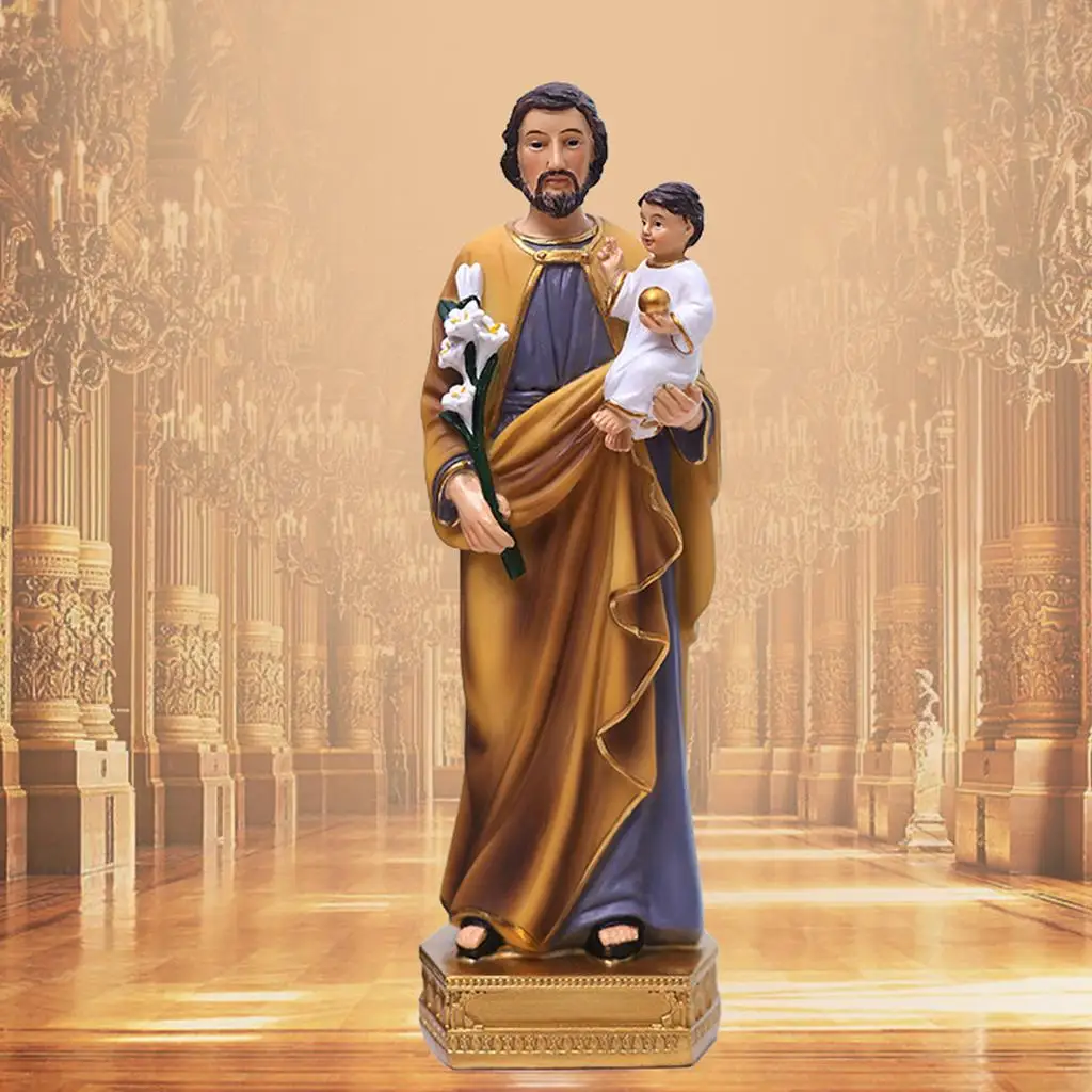 Child Statues Saint Joseph Resin Figurines Sculpture Catholic Religious Decoration Ornaments 8" H