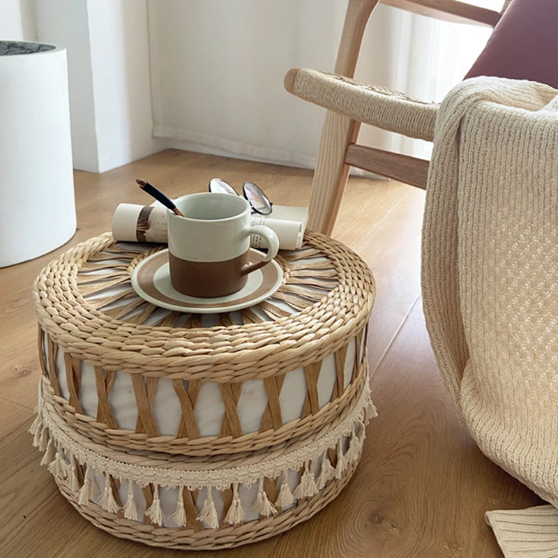 

Weave Cushion 36CM Round Japanese-style Floor Pad For Living Room Bedroom decoration maison Cushion with Tassel дакимакура