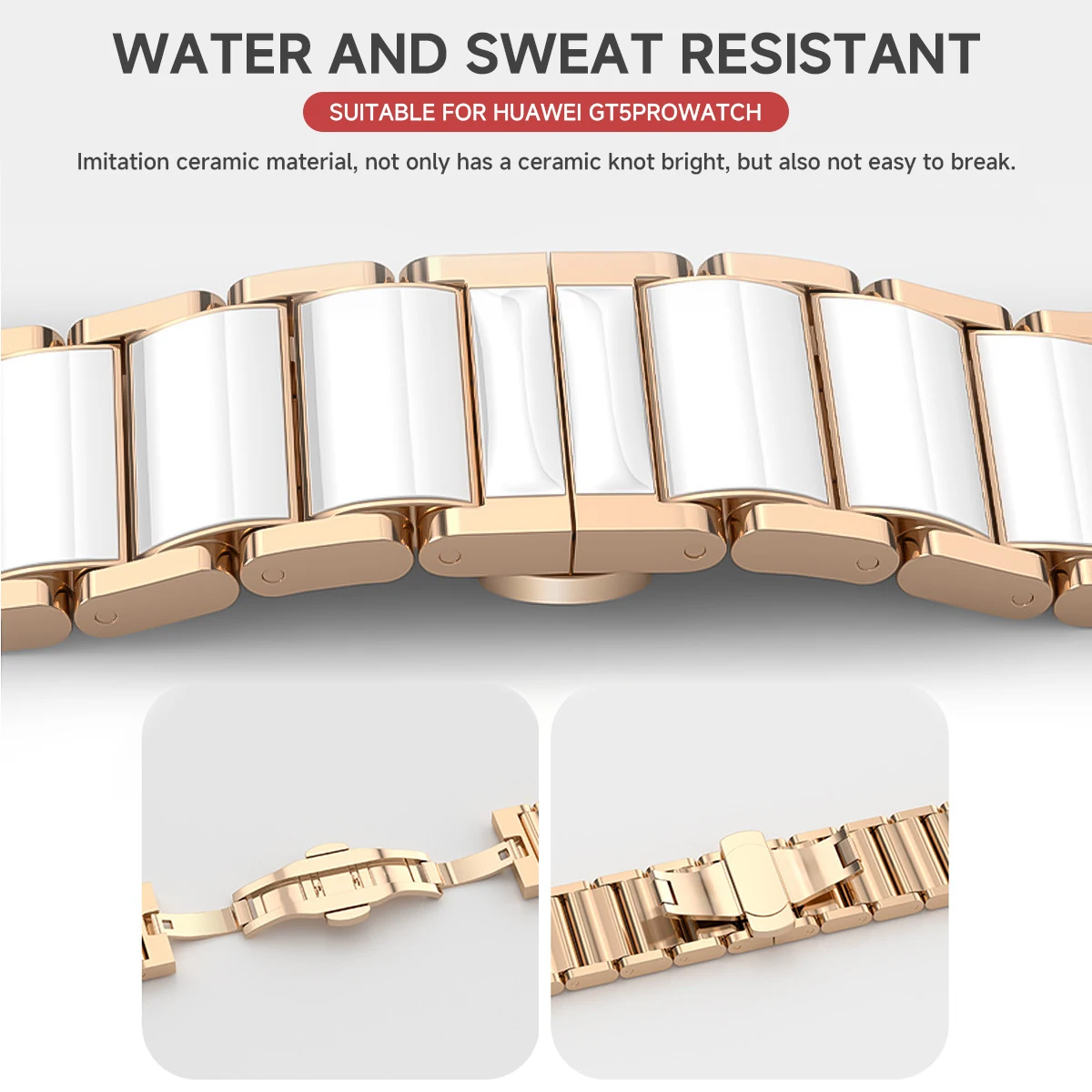 Elegant 18mm Ceramic Smartwatch Strap - Stylish Bracelet Accessory