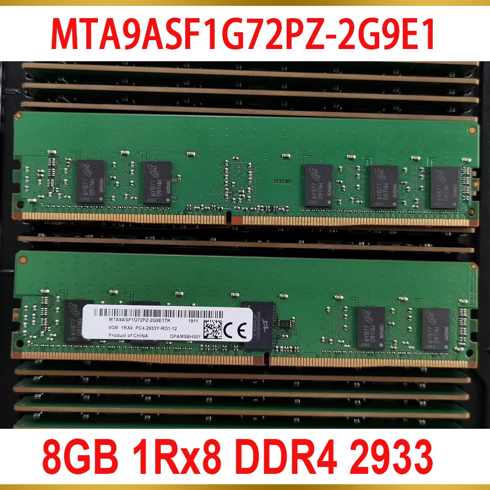 1Pcs For MT RAM 8G 8GB 1Rx8 DDR4 2933 PC4 2933Y REG Server Memory MTA9ASF1G72PZ 2G9E1