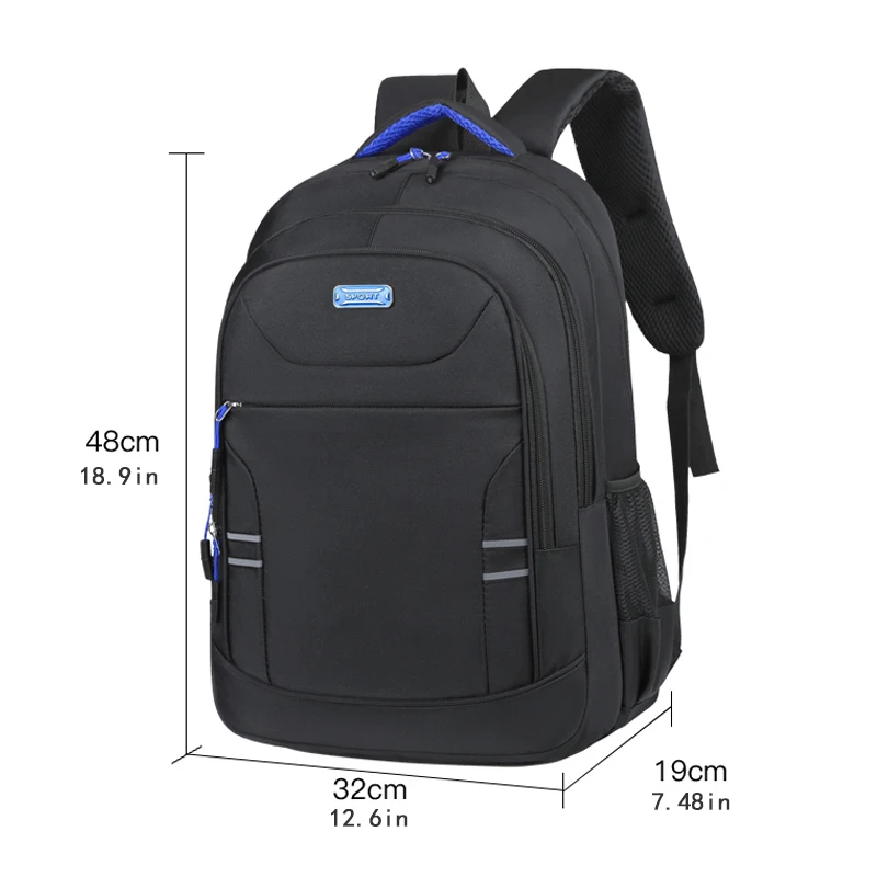 Fashionable black backpack with multiple compartments - spacious interior - ideal for school, work or travel necessities, backpa