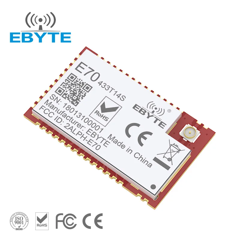 

CC1310 UART Wireless Module 433MHz 14dBm rf Transmitter Receive Small SMD Type RF Module With IPEX Interface EBYTE E70-433T14S